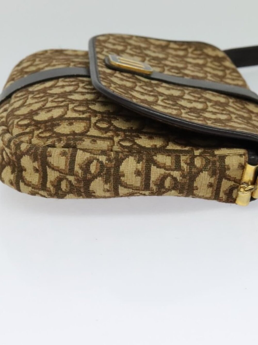 Christian Dior Trotter Canvas Shoulder Bag Brown Gold Auth 126151 - Picture 5 of 16